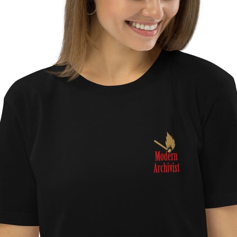 Modern Archivist Embroidered organic cotton t-shirt - Image 3